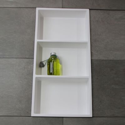 Inbouwnis Luca Sanitair 59,5×29,5x8cm Solid Surface 3 Vakken Rechthoek Mat Wit