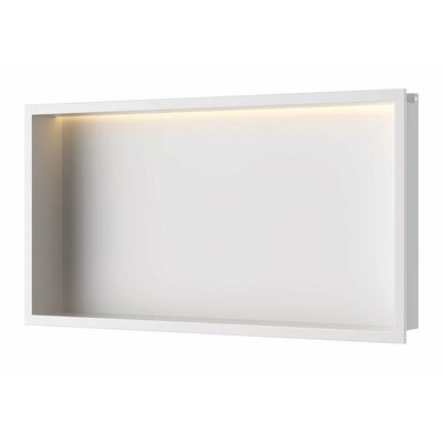 Inbouwnis Luca Sanitair 60x30x6,5cm RVS Mat Wit + LED verlichting