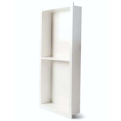 Inbouwnis Luca Sanitair Luva 59,5×29,5×7 cm Met 2 Schappen Mineral Stone Glans Wit