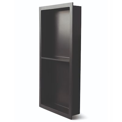 Inbouwnis Luca Sanitair Luva 59,5×29,5×7 cm Met 2 Schappen Solid Surface Mat Antraciet