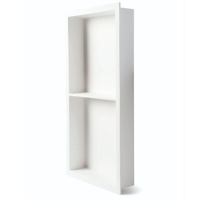 Inbouwnis Luca Sanitair Luva 59,5×29,5×7 cm Met 2 Schappen Solid Surface Mat Wit