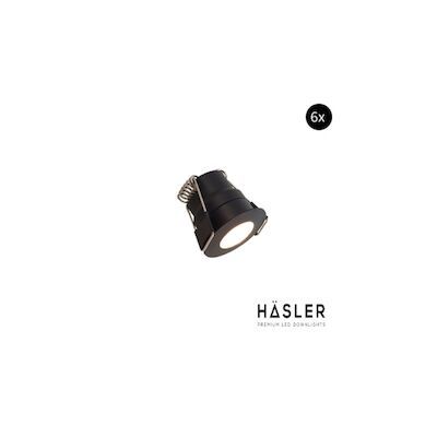 Inbouwspot Häsler Abruzzo Incl. Fase Aansnijding Dimbaar 3.4 cm 1.8 Watt Warm Wit Mat Zwart Set 6x