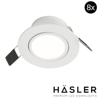 Inbouwspot Häsler Ancona Incl. Fase Aansnijding Dimbaar 8 cm 4 Watt Helder Wit RVS Set 8x