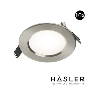 Inbouwspot Häsler Comarruga Incl. Fase Aansnijding Dimbaar 9.2 cm 4 Watt Helder Wit RVS Set 10x