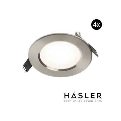 Inbouwspot Häsler Comarruga Incl. Fase Aansnijding Dimbaar 9.2 cm 4 Watt Helder Wit RVS Set 4x