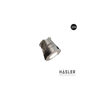 Inbouwspot Häsler Grado Incl. Fase Aansnijding Dimbaar 3.4 cm 1.8 Watt Warm Wit RVS look Set 10x