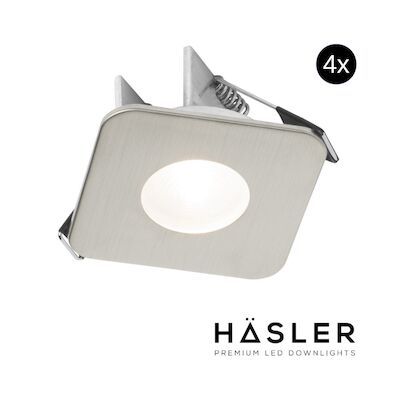Inbouwspot Häsler Mallorca Incl. Fase Aansnijding Dimbaar 6,8 cm 4 Watt Helder Wit RVS Set 4x