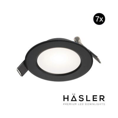 Inbouwspot Häsler Murcia Incl. Fase Aansnijding Dimbaar 9.2 cm 4 Watt Helder Wit Zwart Set 7x