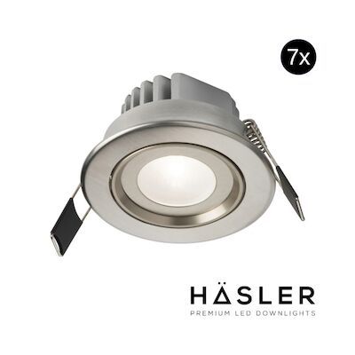 Inbouwspot Häsler Tarragona Incl. Fase Aansnijding Dimbaar 8 cm 4 Watt Helder Wit RVS Set 7x