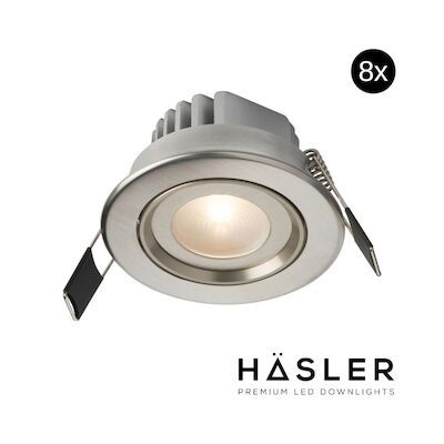 Inbouwspot Häsler Tarragona Incl. Fase Aansnijding Dimbaar 8 cm 4 Watt Warm Wit RVS Set 8x