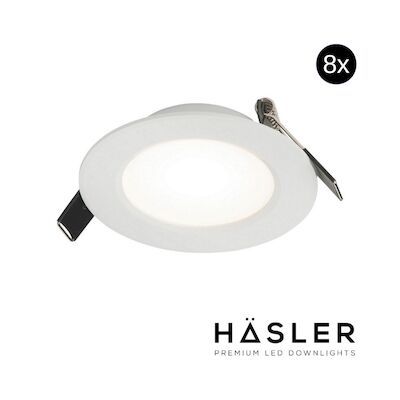 Inbouwspot Häsler Toscana Incl. Fase Aansnijding Dimbaar 9.2 cm 4 Watt Helder Wit RVS Wit Set 8x