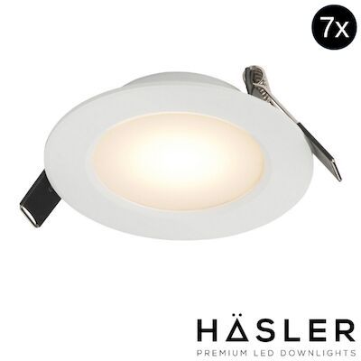 Inbouwspot Häsler Toscana Incl. Fase Aansnijding Dimbaar 9.2 cm 4 Watt Warm Wit RVS Wit Set 7x