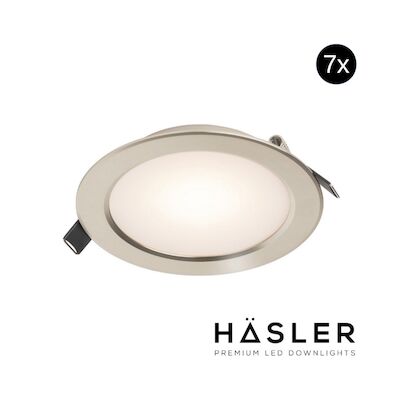 Inbouwspot Häsler Volterra Incl. Fase Aansnijding Dimbaar 13.7 cm 8 Watt Warm Wit RVS Set 7x