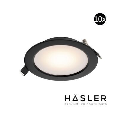 Inbouwspot Häsler Zamorra Incl. Fase Aansnijding Dimbaar 13.7 cm 8 Watt Warm Wit Zwart Set 10x