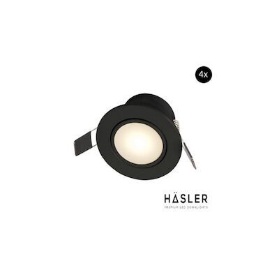 Inbouwspot Häsler Zaragoza Incl. Fase Aansnijding Dimbaar 8.3 cm 4 Watt Warm Wit Mat Zwart Set 4x