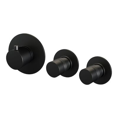 Inbouwthermostaat Brauer Black Edition en 2 Stopkranen Met in- en Afbouwdelen Mat Zwart