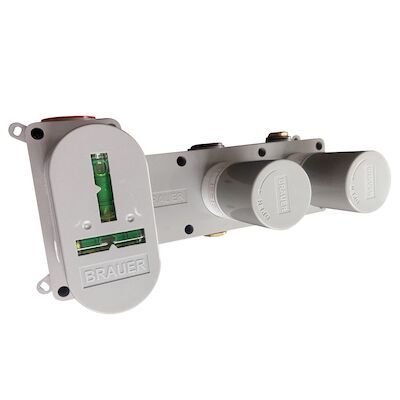 Inbouwthermostaat Brauer Brushed Carving en 2 Stopkranen Met in- en Afbouwdelen Geborsteld RVS