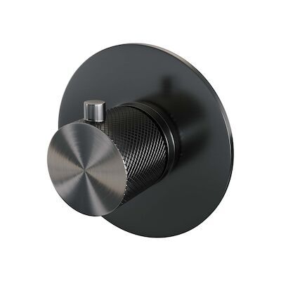 Inbouwthermostaat Brauer Gunmetal Carving met Ronde knop en Rozet Geborsteld Gunmetal