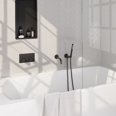 Inbouwthermostaat set Brauer Black Edition Met Drukknoppen Incl Baduitloop Mat Zwart (Keuze Handdouche)