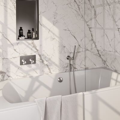 Inbouwthermostaat set Brauer Brushed Edition Met Drukknoppen Incl Baduitloop en Afvoer RVS (Keuze Handdouche)