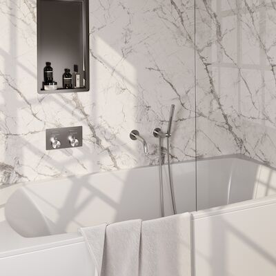 Inbouwthermostaat set Brauer Brushed Edition Met Drukknoppen Incl Baduitloop RVS (Keuze Handdouche)