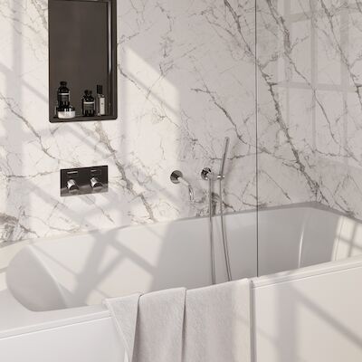 Inbouwthermostaat set Brauer Carving Met Drukknoppen Incl Baduitloop Chroom (Keuze Handdouche)