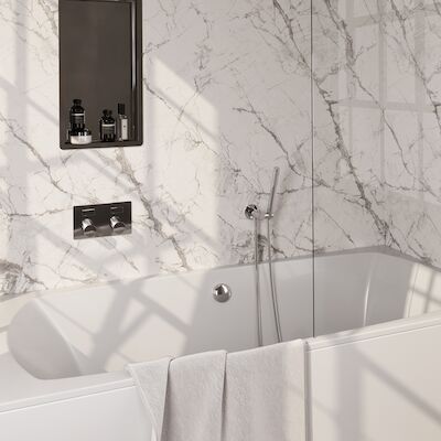 Inbouwthermostaat set Brauer Carving Met Drukknoppen Incl Baduitloop en Afvoer Chroom (Keuze Handdouche)