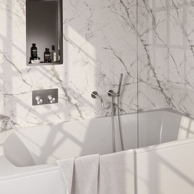 Inbouwthermostaat set Brauer Carving Met Drukknoppen Incl Baduitloop RVS (Keuze Handdouche)