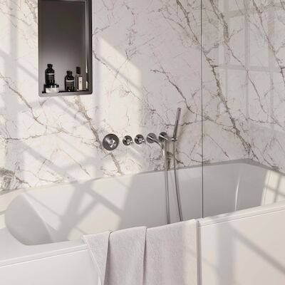 Inbouwthermostaat set Brauer Carving Met Rozetten Incl Baduitloop Geborsteld RVS (Keuze Handdouche)