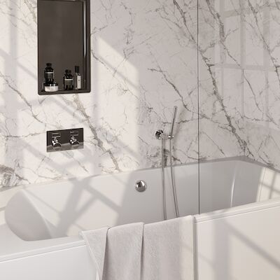 Inbouwthermostaat set Brauer Chrome Edition Met Drukknoppen Incl Baduitloop en Afvoer Chroom (Keuze Handdouche)