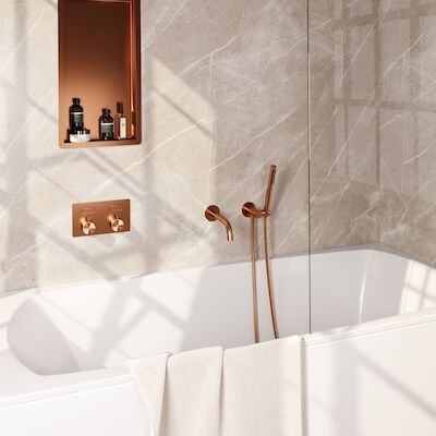 Inbouwthermostaat set Brauer Copper Edition Met Drukknoppen Incl Baduitloop Koper (Keuze Handdouche)