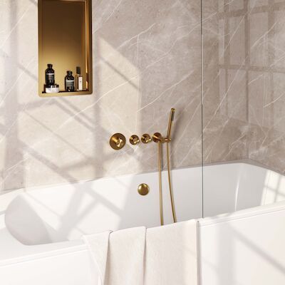 Inbouwthermostaat set Brauer Gold Edition Incl Badafvoer Goud (Keuze Handdouche)