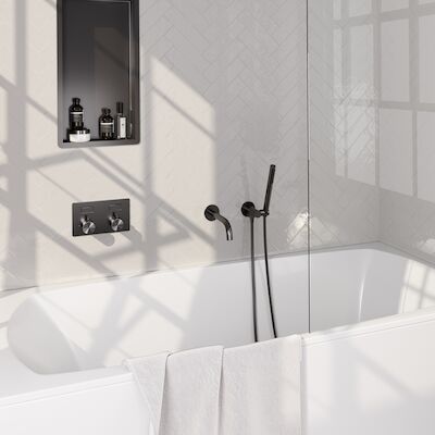 Inbouwthermostaat set Brauer Gunmetal Edition Met Drukknoppen Incl Baduitloop Gunmetal (Keuze Handdouche)