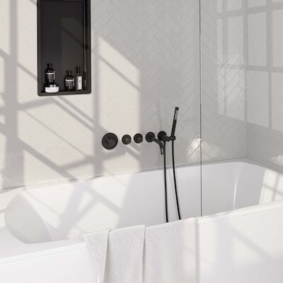 Inbouwthermostaatset Brauer Black Incl Baduitloop en 3 Standen Handdouche Mat Zwart