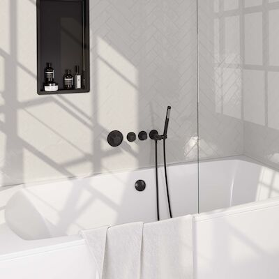 Inbouwthermostaatset Brauer Black Incl Staafhanddouche En Badafvoer Mat Zwart