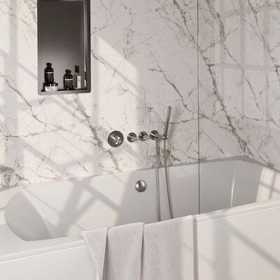 Inbouwthermostaatset Brauer Brushed Carving Incl 3 Standen Handdouche En Badafvoer RVS