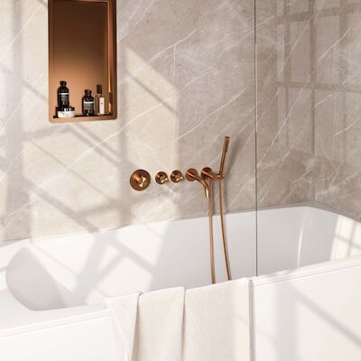 Inbouwthermostaatset Brauer Copper Incl Baduitloop en Staafhanddouche Koper