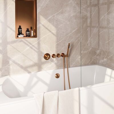 Inbouwthermostaatset Brauer Copper Incl Staafhanddouche En Badafvoer Koper