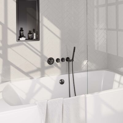 Inbouwthermostaatset Brauer Gunmetal Edition Incl 3 Standen Handdouche En Badafvoer Gunmetal