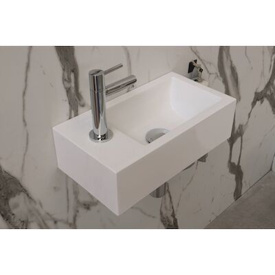 INK Fontein Contra Polystone Inclusief Kraangat Links Cilinder Mat Wit 40x22x10 cm