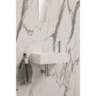 INK Fontein Contra Polystone Rechthoek Inclusief Kraangat Rechts Glans Wit 40x22x10 cm