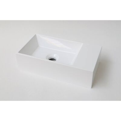 INK Fontein Contra Polystone Rechthoek Zonder Kraangat Rechts Glans Wit 40x22x10 cm