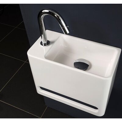 INK Fontein Hangar Polystone Inclusief Kraangat Links Glans Wit 40x22x30 cm