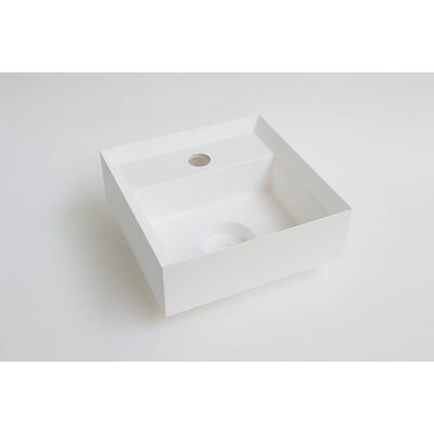 INK Fontein Vice Polystone Met Kraangat Incl Verzonken Open Plug 27x27x9 cm Mat Wit