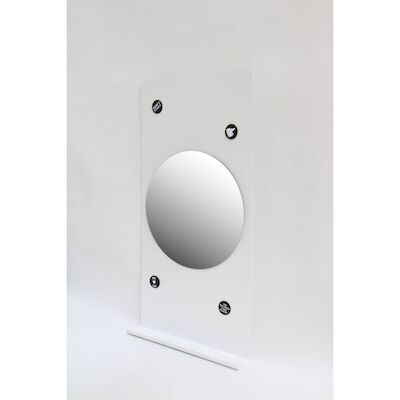 INK Fonteinplanchet Note Staal Glans Wit 36×72 cm Inclusief Ronde Spiegel Helder Glas 32 cm