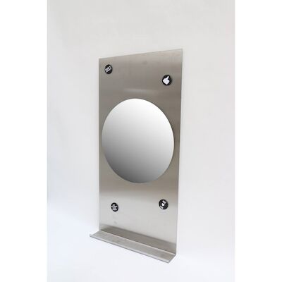INK Fonteinplanchet Note Staal RVS Geborsteld 36×72 cm Inclusief Ronde Spiegel Helder Glas 32 cm