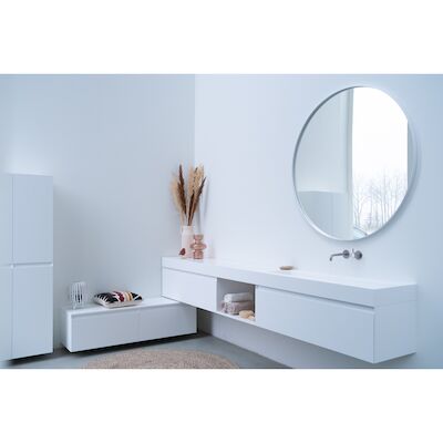Ink Spiegel Rond Mat Wit Aluminium Kader 80 x 3,5 cm