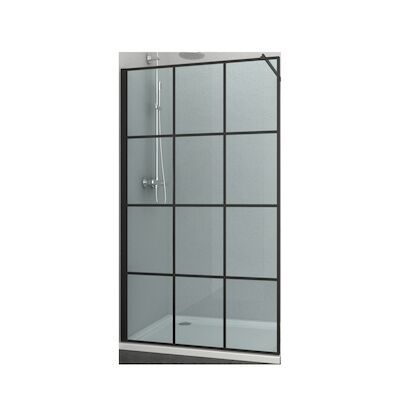 Inloopdouche Allibert Loft-Game Walk-In 120×200 cm 8mm Industrieel Mat Zwart Raster (incl. stabilisatiestang)