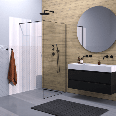 Inloopdouche Brauer Frame Set 1 Helder Glas 100×200 Met Muurprofiel En Lijst Rondom Mat Zwart
