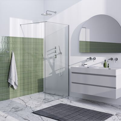 Inloopdouche Brauer Frame Set 1 Helder Glas 100×200 Met Muurprofiel En Lijst Rondom RVS Geborsteld
